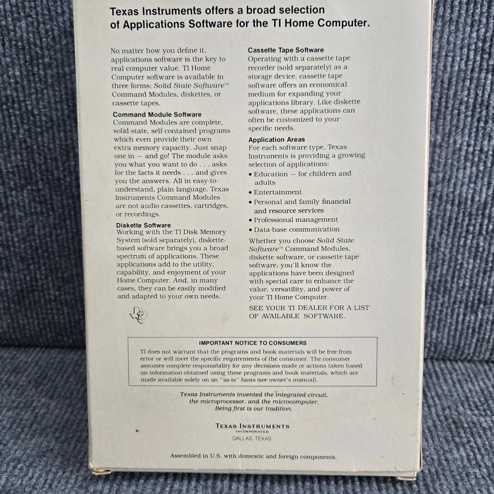 Texas‎ Instruments Home Computer Household Budget Management PHM 3007 Cartridge - Picture 5 of 5